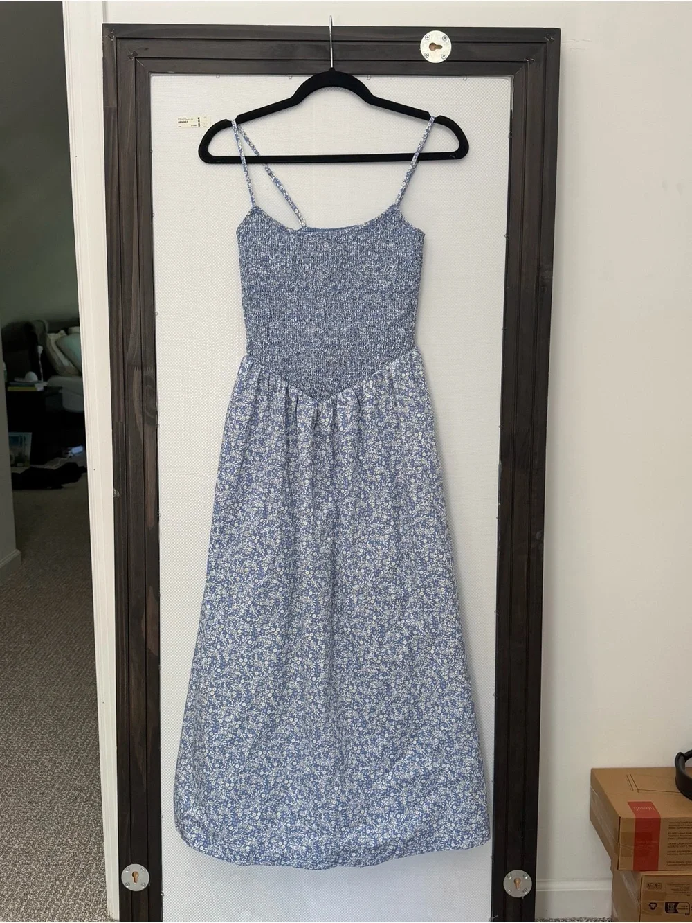 Abercrombie & Fitch Sydney Smocked Dipped-Waist Midi Dress